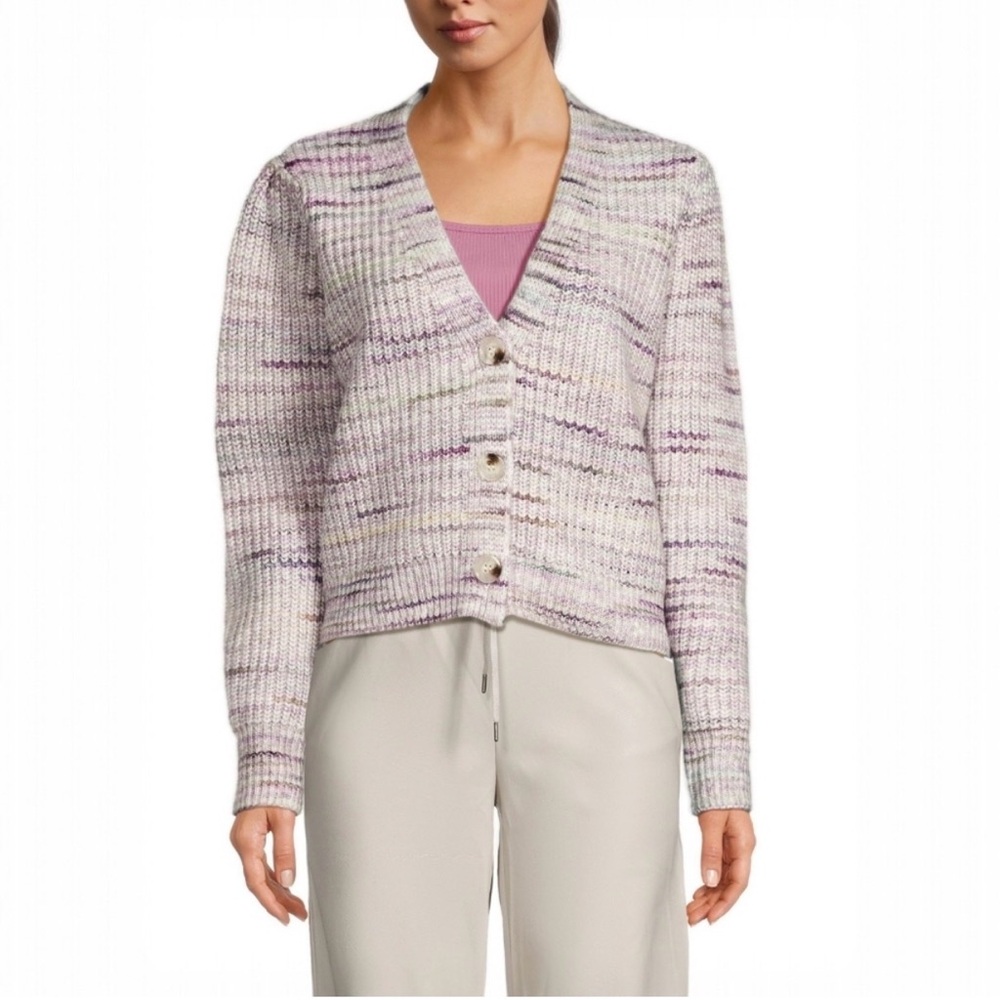 NWT RD Style Tiene weathered crop cardigan lilac knit button front Medium